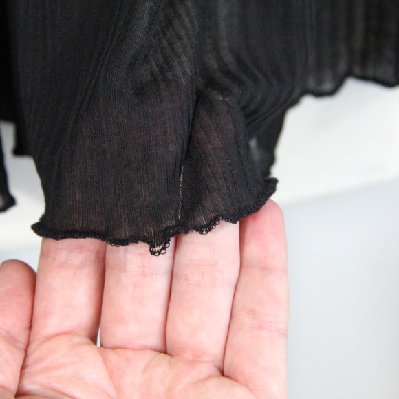 Free People Day Dreaming Top NEW Women Babydoll Shirt Black Small Long Sleeves - Picture 10 of 11